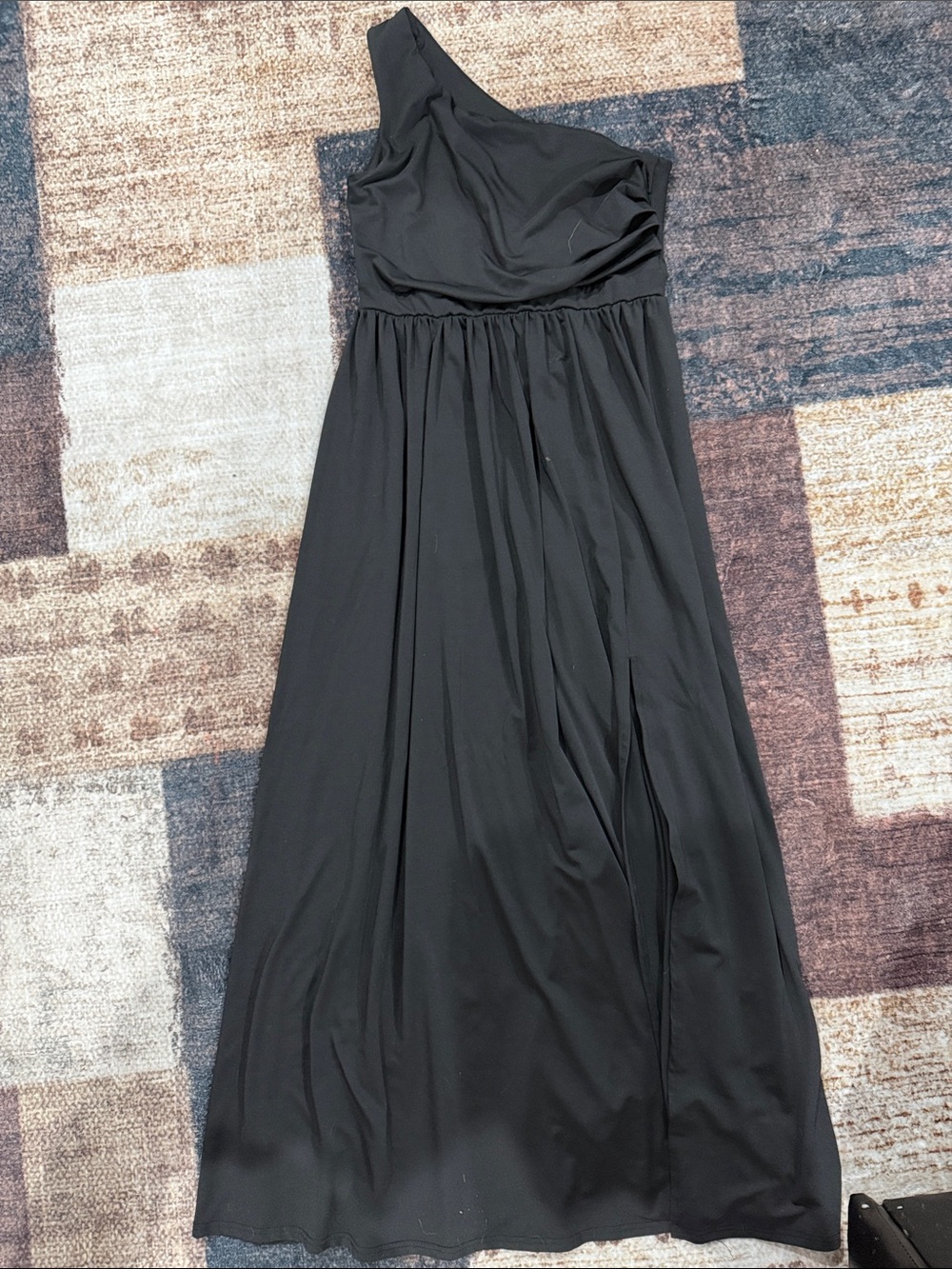 Women's One-Shoulder Black Maxi Dress - Sophisticated Evening Style